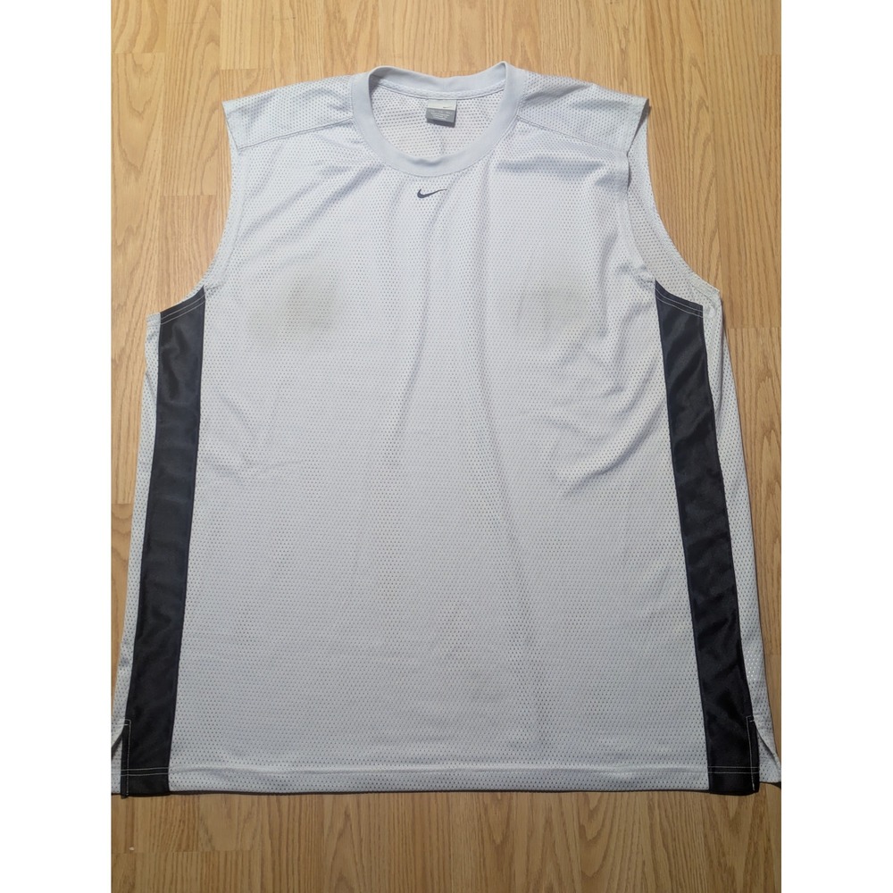 Nike Mens Mesh Sleeveless Basketball Jersey Shirt Grey Black XXL